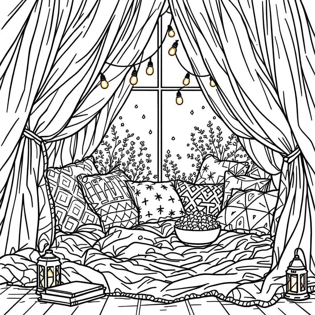 blanket fort coloring page