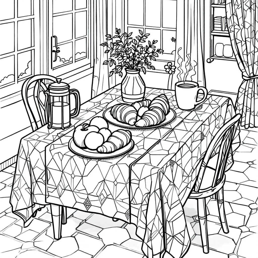 breakfast table coloring page