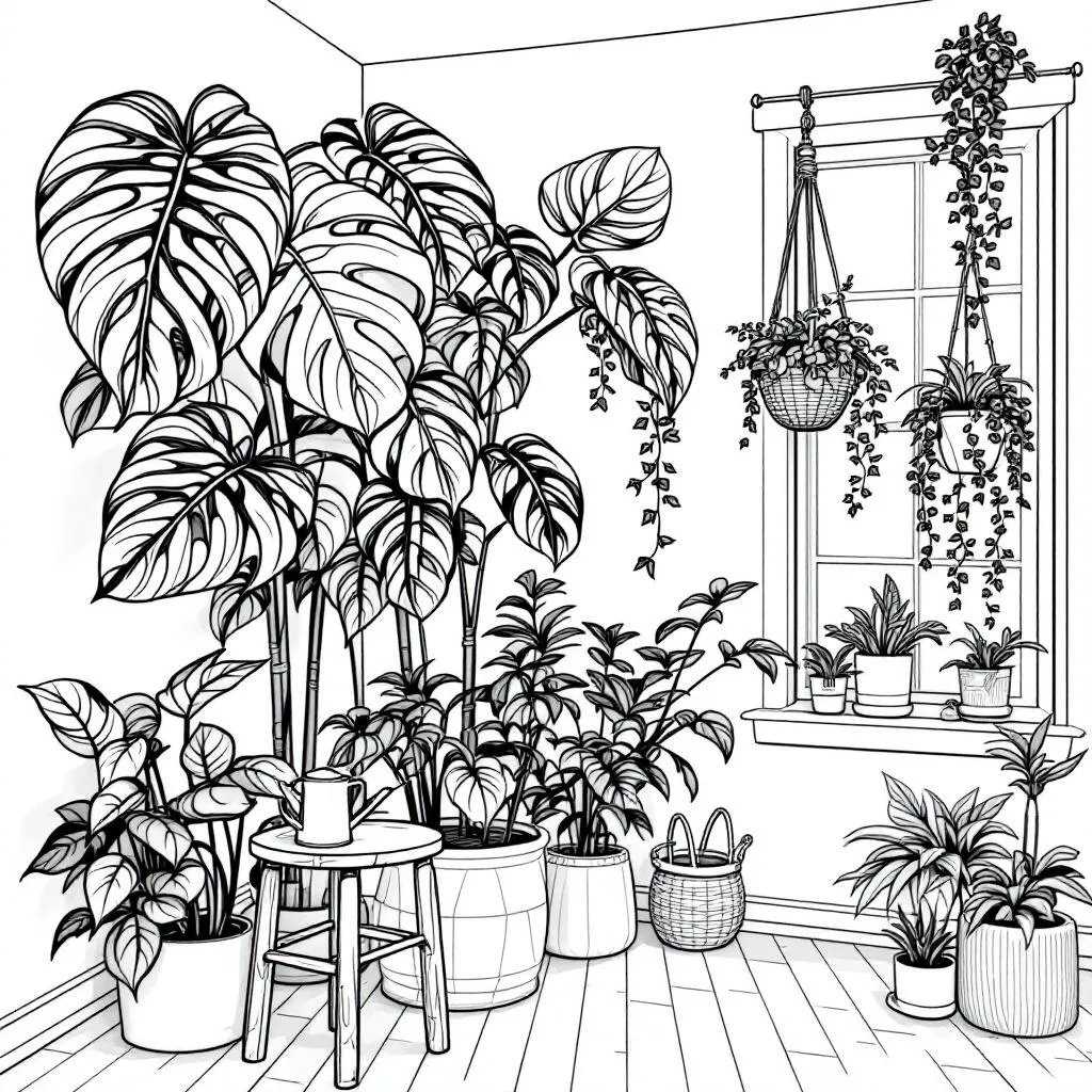 indoor jungle coloring page