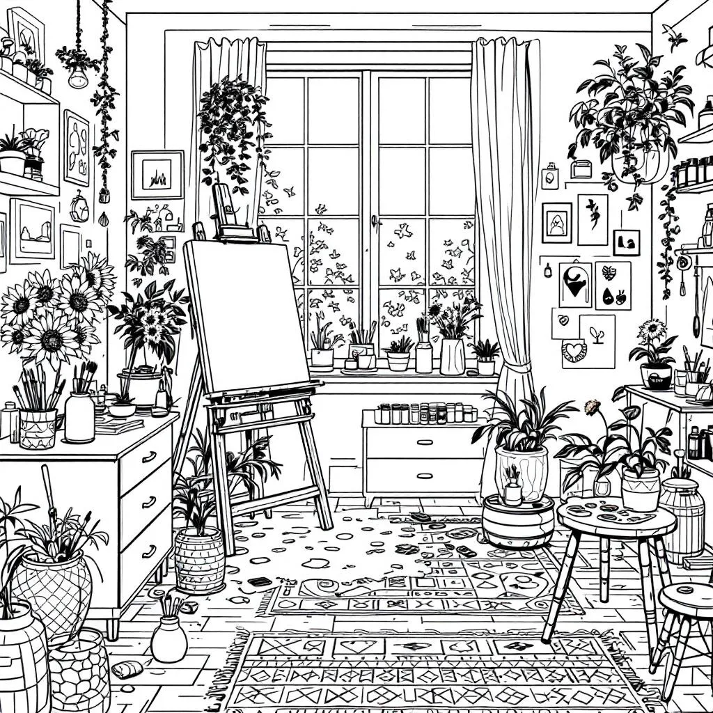 sunlit studio coloring page